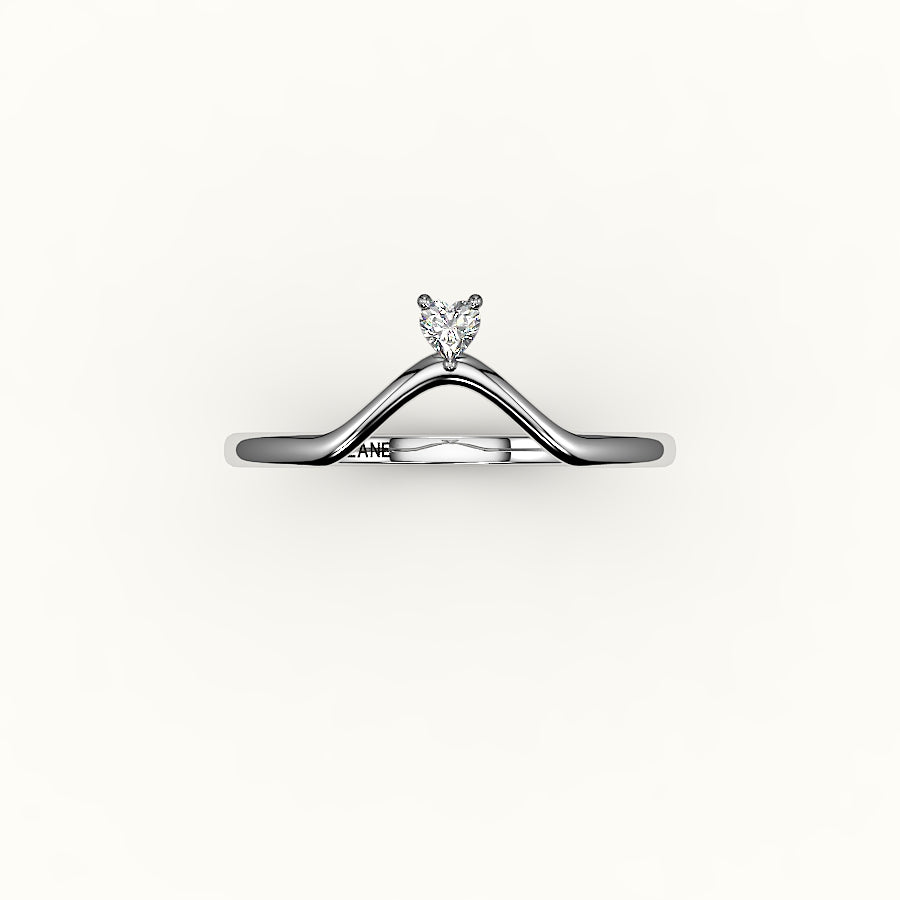 Heart Cut V Diamond Curved Band
