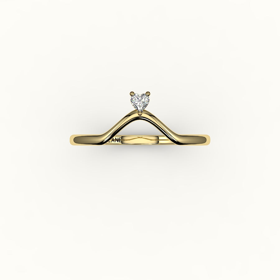 Heart Cut V Diamond Curved Band