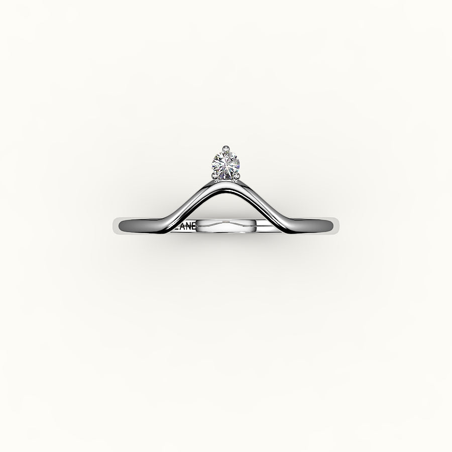Round Cut V Diamond Curved Band