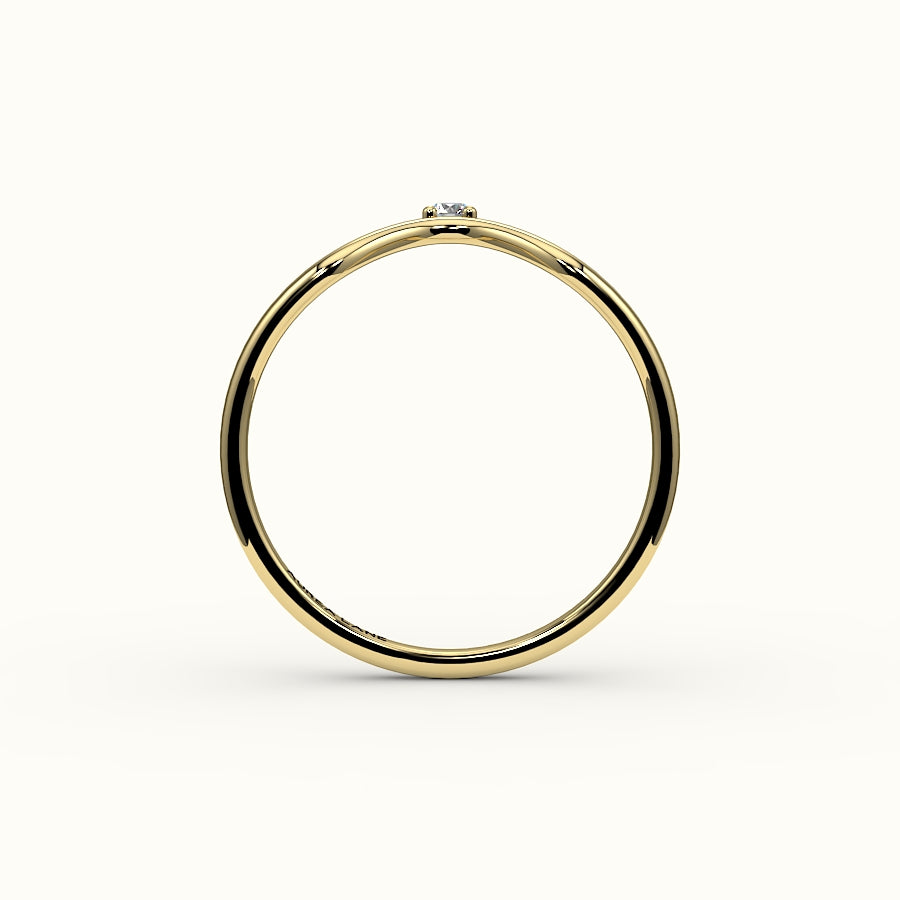Round Cut V Diamond Curved Band