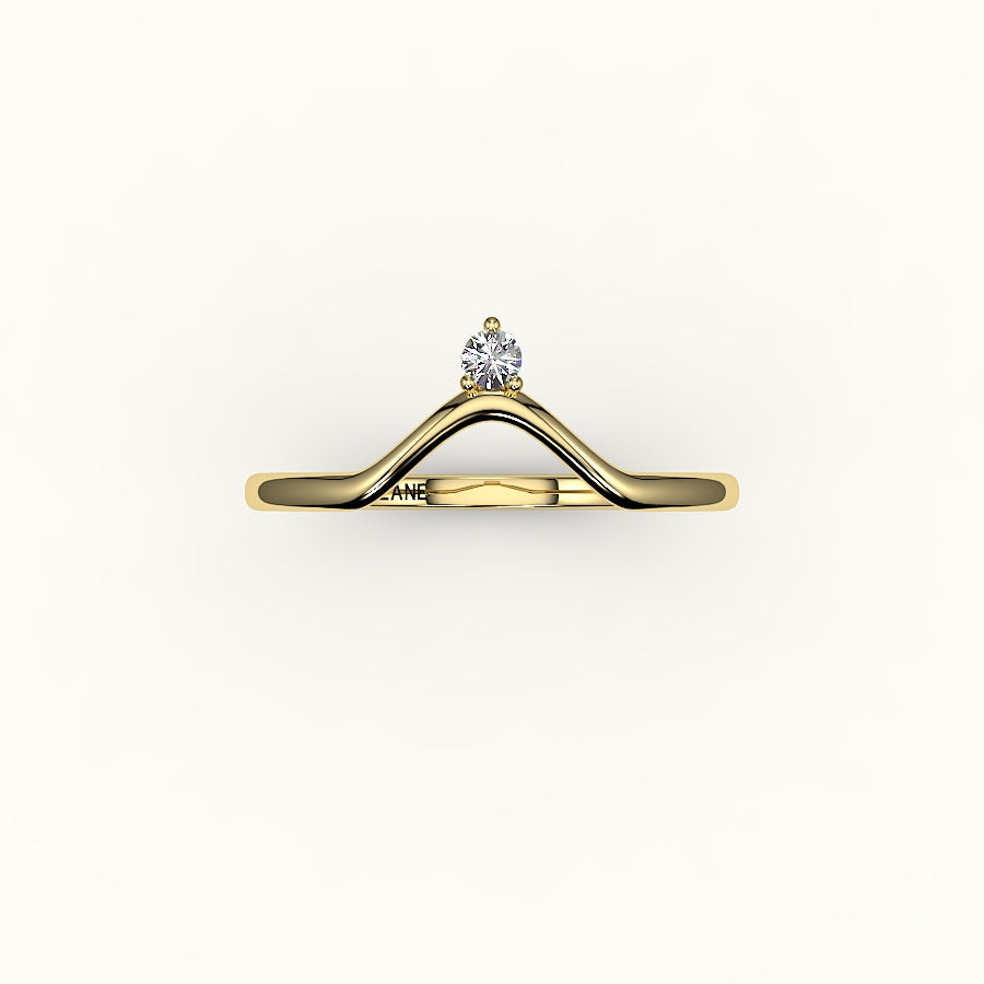 Round Cut V Diamond Curved Band