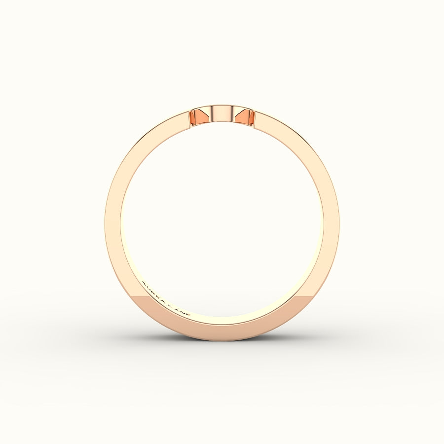 Classic Oval or Pear Cut Carved Wedding Band