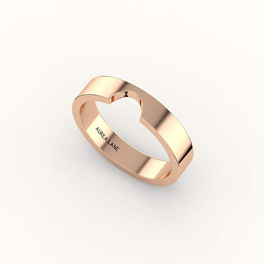 Classic Oval or Pear Cut Carved Wedding Band