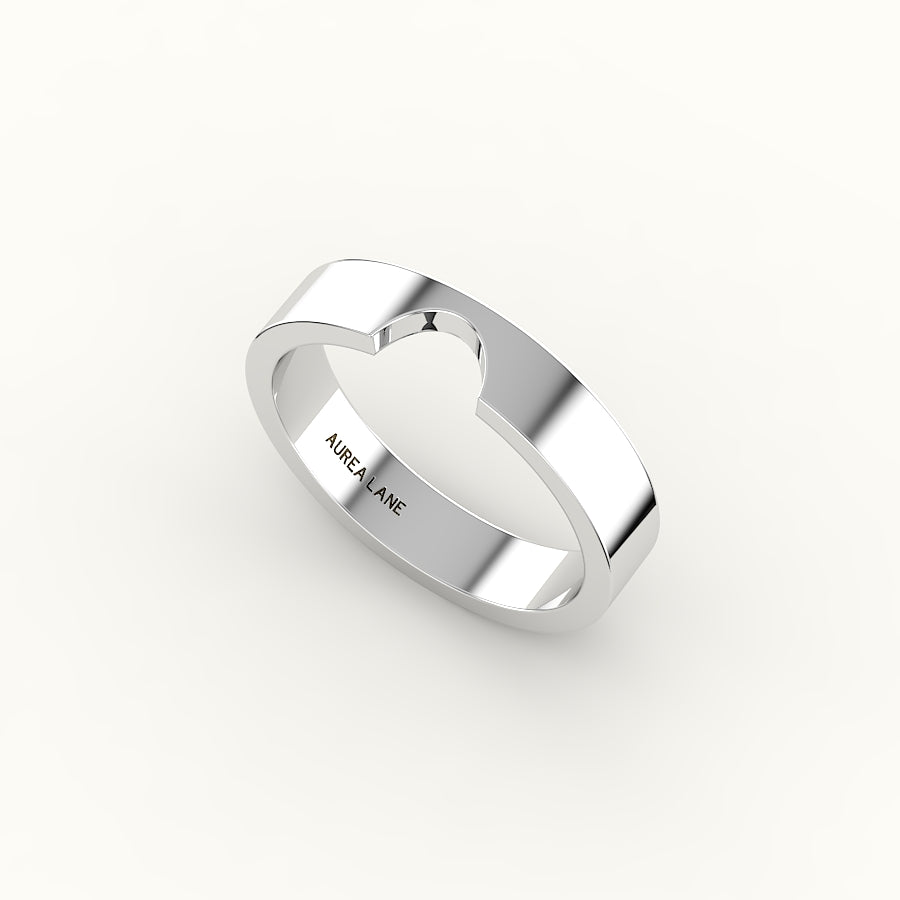Classic Oval or Pear Cut Carved Wedding Band