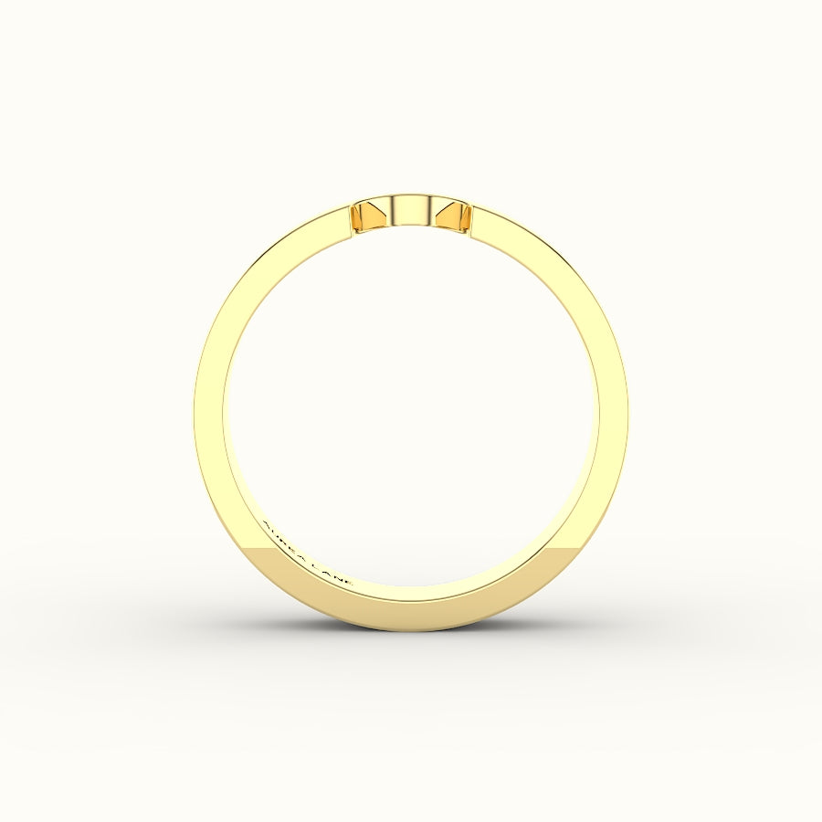 Classic Oval or Pear Cut Carved Wedding Band