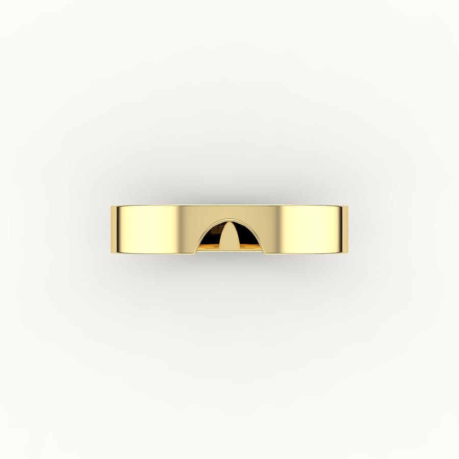 Classic Oval or Pear Cut Carved Wedding Band