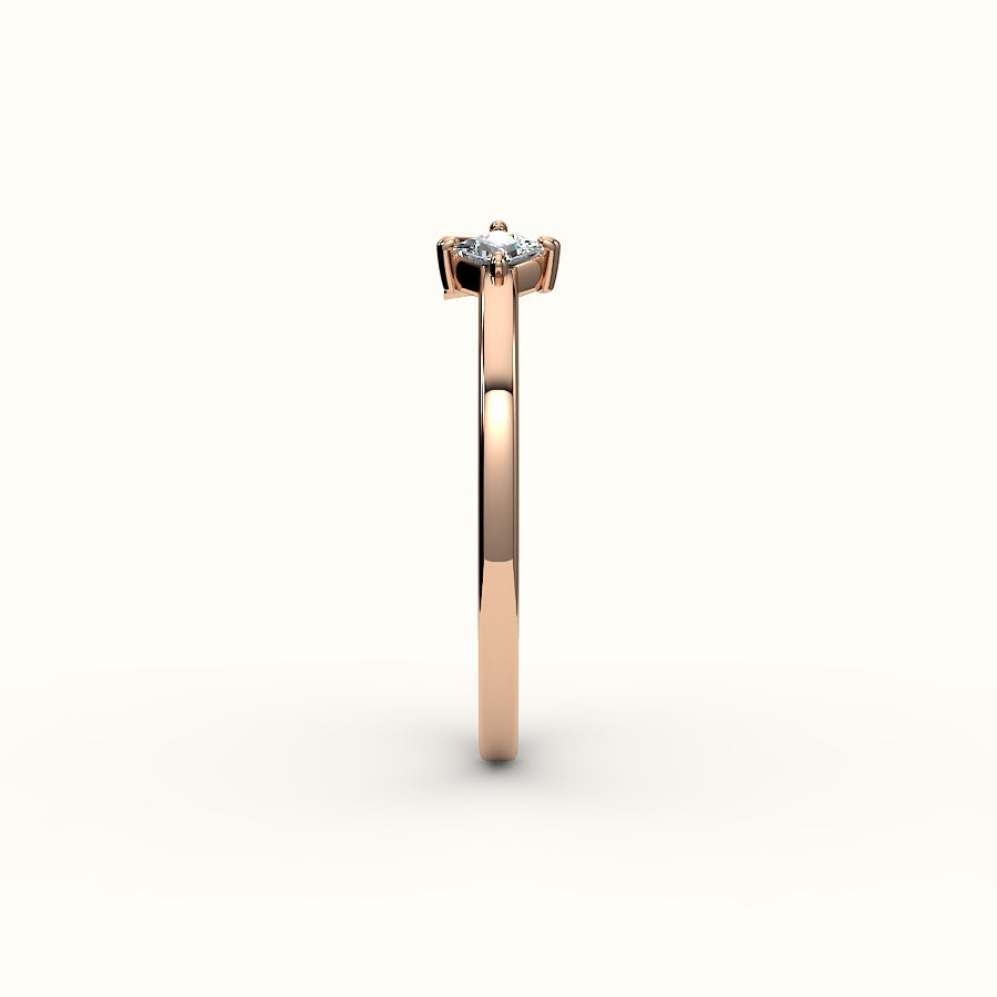 Compass Princess Cut Initial and Diamond Ring