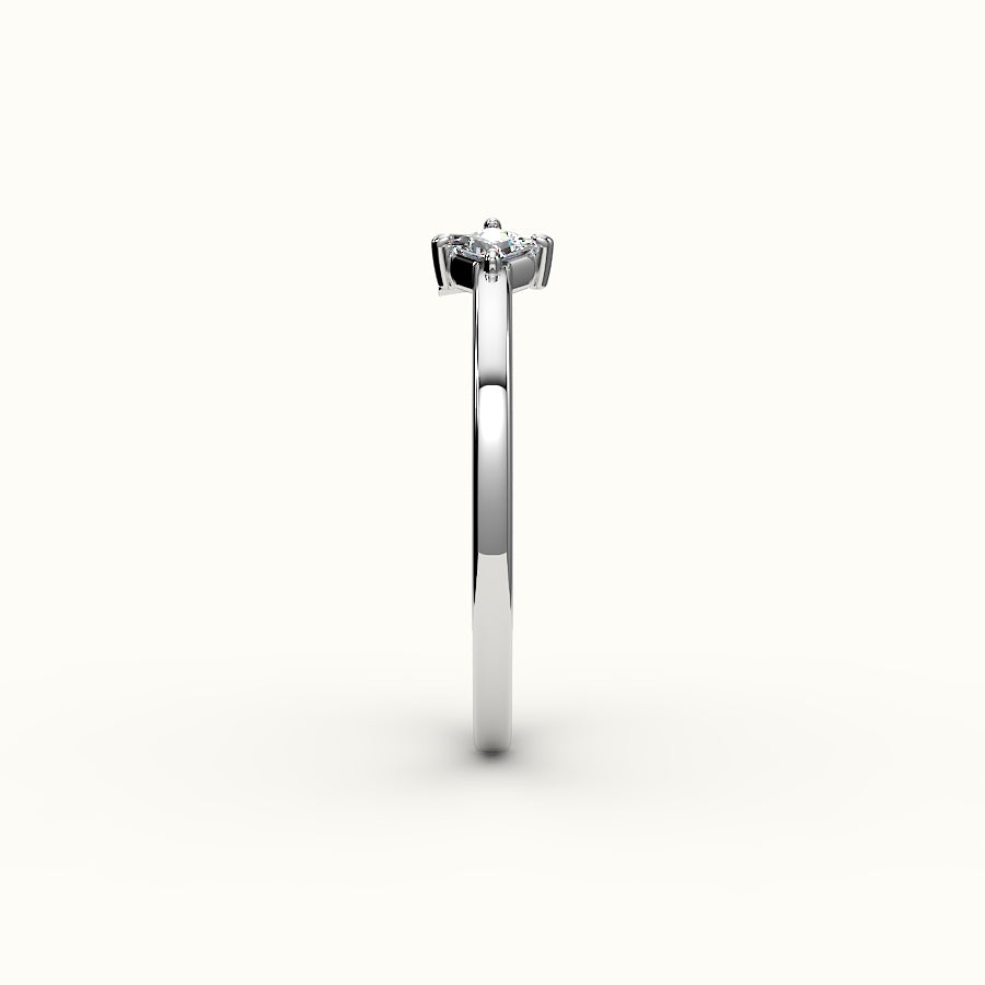 Compass Princess Cut Initial and Diamond Ring