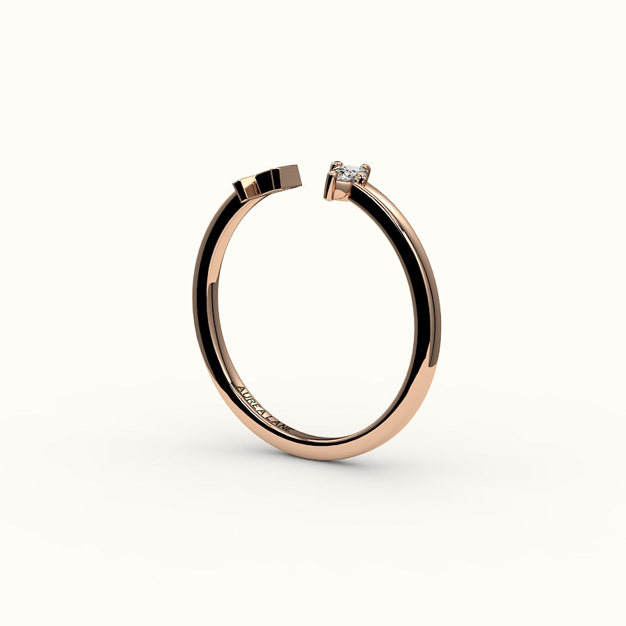 Marquise Cut Initial and Diamond Ring