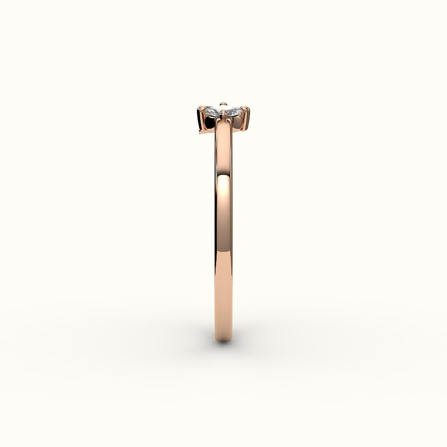 Marquise Cut Initial and Diamond Ring