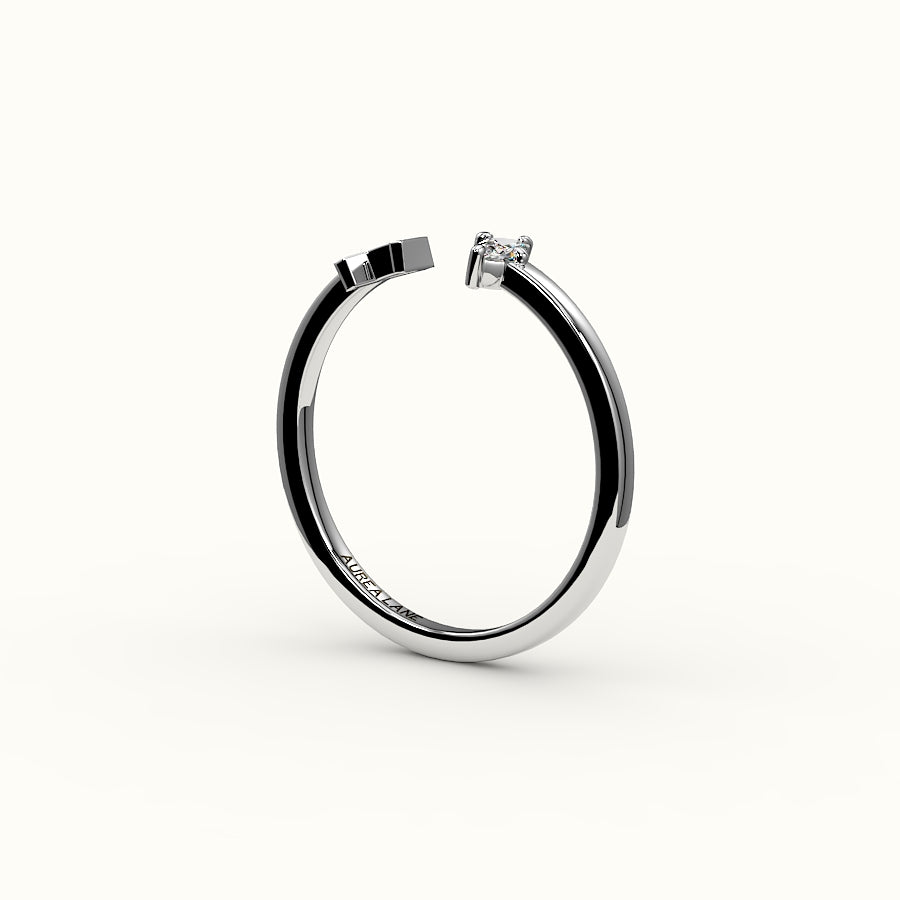 Marquise Cut Initial and Diamond Ring