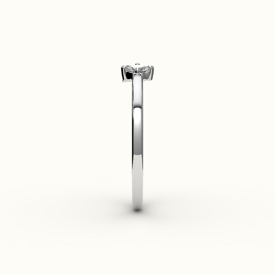 Marquise Cut Initial and Diamond Ring
