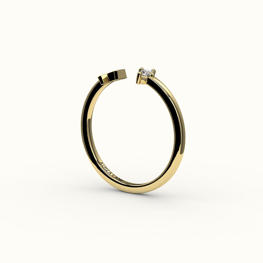 Marquise Cut Initial and Diamond Ring