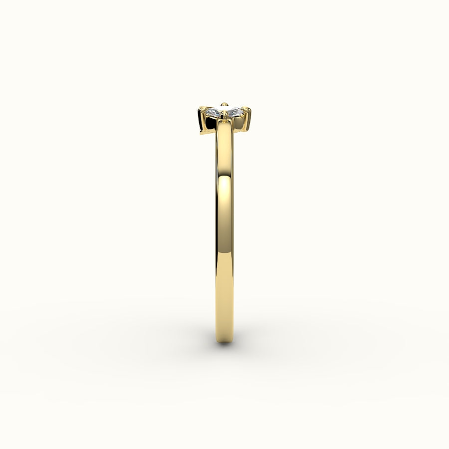 Marquise Cut Initial and Diamond Ring