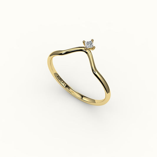 Compass Princess Cut V Diamond Curved Band