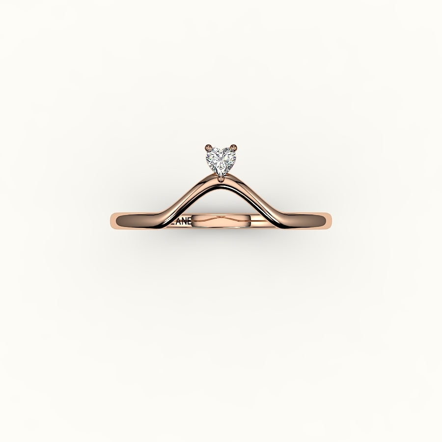 Heart Cut V Diamond Curved Band