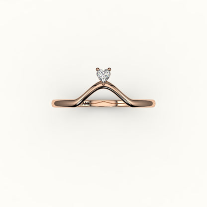 Heart Cut V Diamond Curved Band