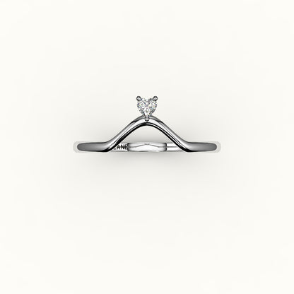 Heart Cut V Diamond Curved Band