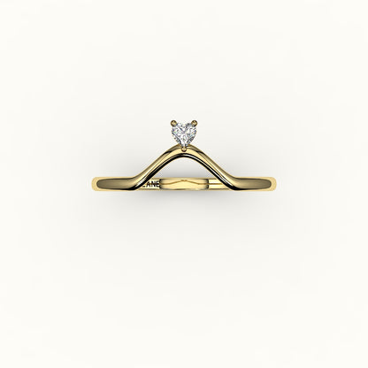 Heart Cut V Diamond Curved Band