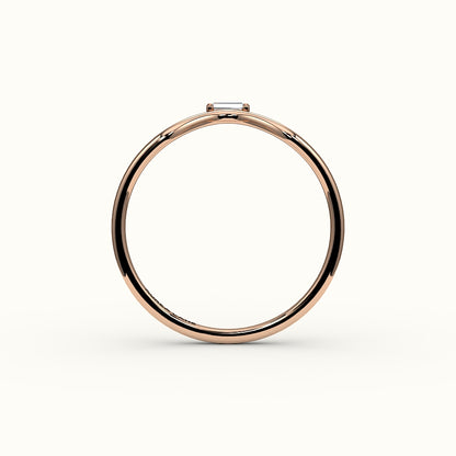 East-West Baguette Cut V Diamond Curved Band