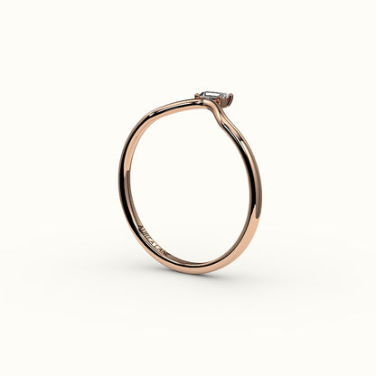 East-West Baguette Cut V Diamond Curved Band