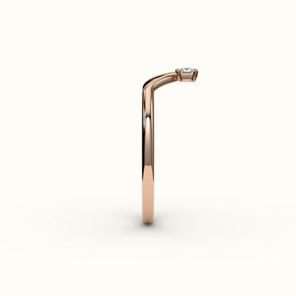 East-West Baguette Cut V Diamond Curved Band