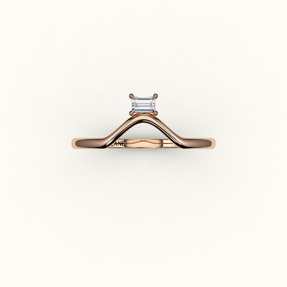 East-West Baguette Cut V Diamond Curved Band