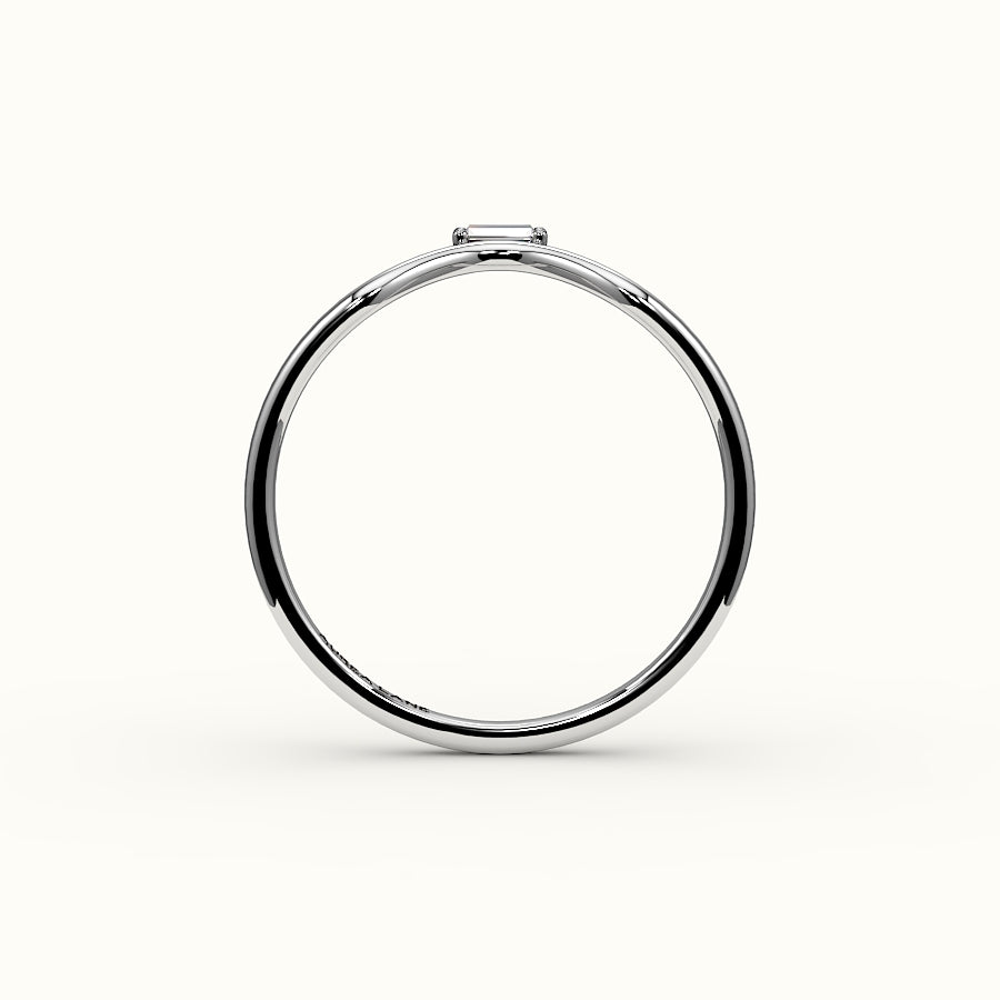 East-West Baguette Cut V Diamond Curved Band