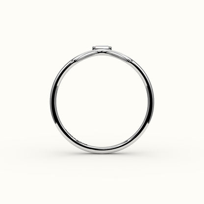 East-West Baguette Cut V Diamond Curved Band
