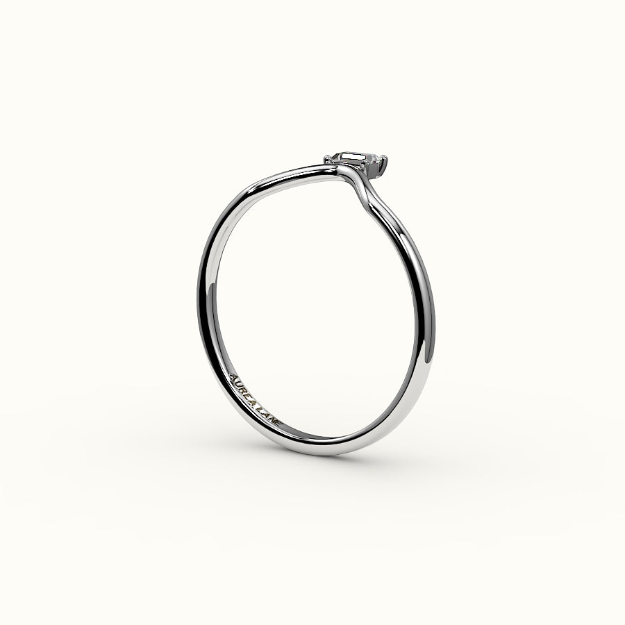 East-West Baguette Cut V Diamond Curved Band