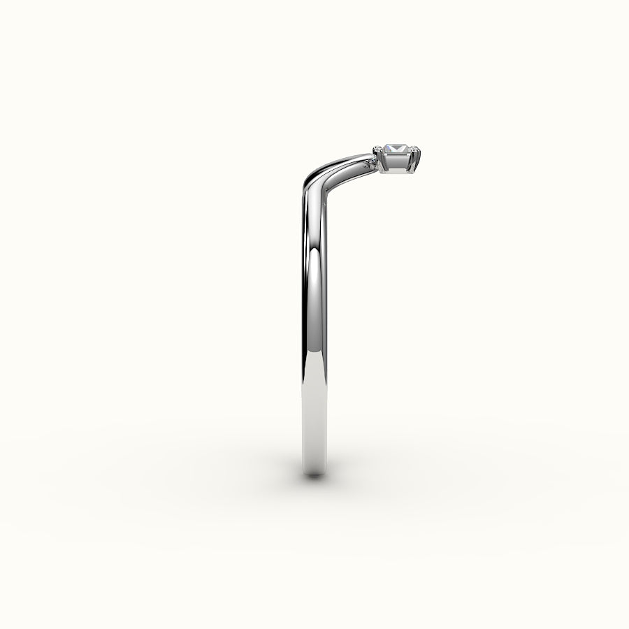 East-West Baguette Cut V Diamond Curved Band