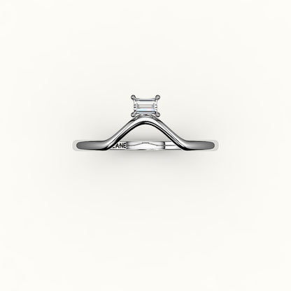 East-West Baguette Cut V Diamond Curved Band