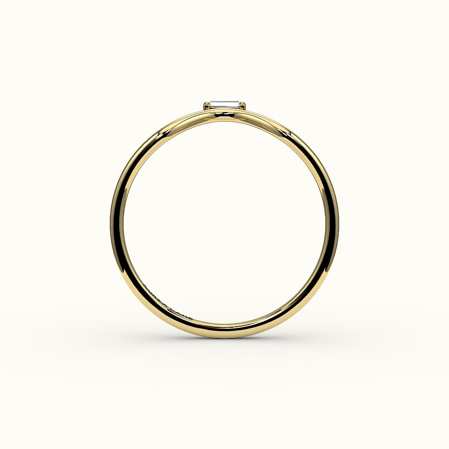East-West Baguette Cut V Diamond Curved Band