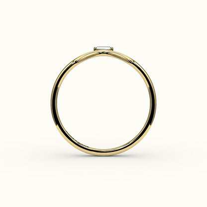 East-West Baguette Cut V Diamond Curved Band