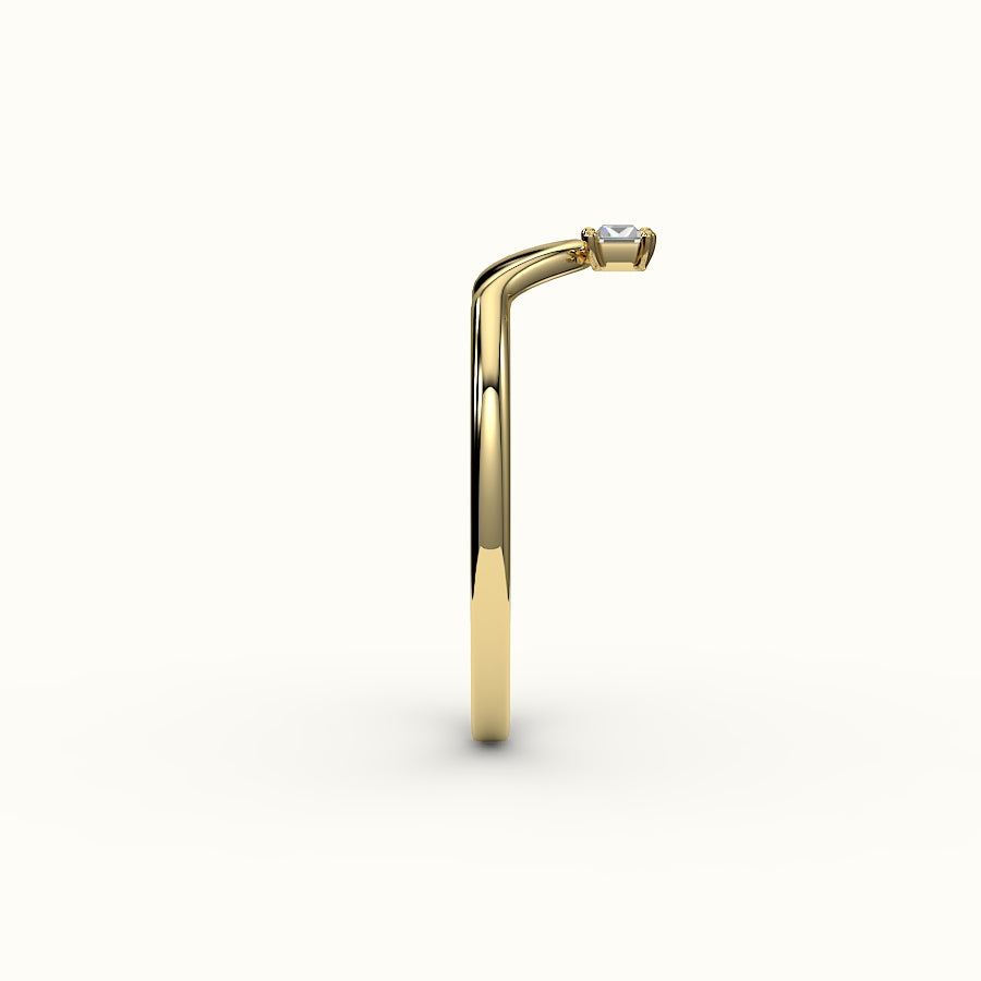 East-West Baguette Cut V Diamond Curved Band