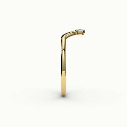 East-West Baguette Cut V Diamond Curved Band
