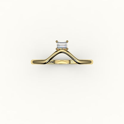 East-West Baguette Cut V Diamond Curved Band
