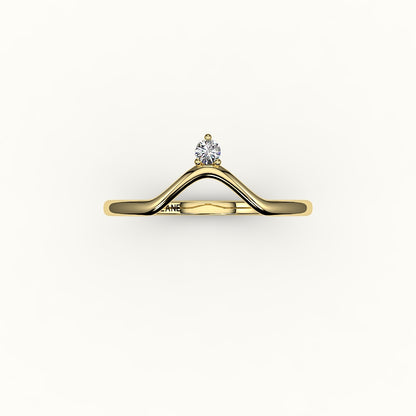 Round Cut V Diamond Curved Band