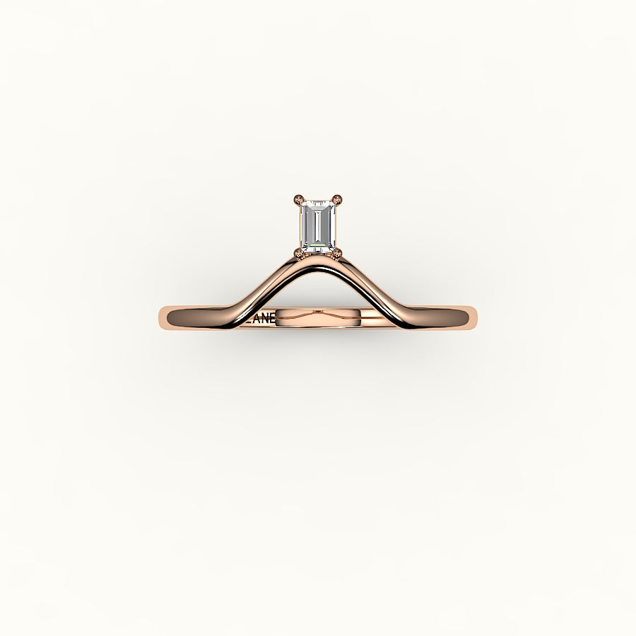 Baguette Cut V Diamond Curved Band