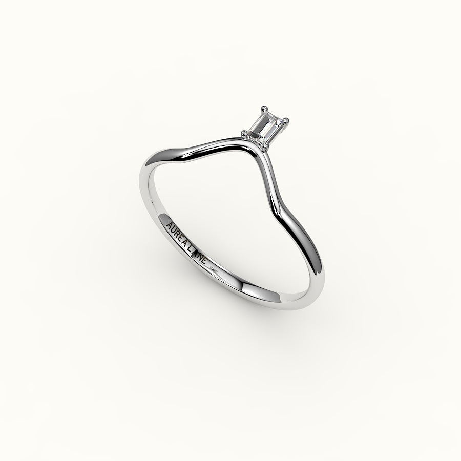 Baguette Cut V Diamond Curved Band