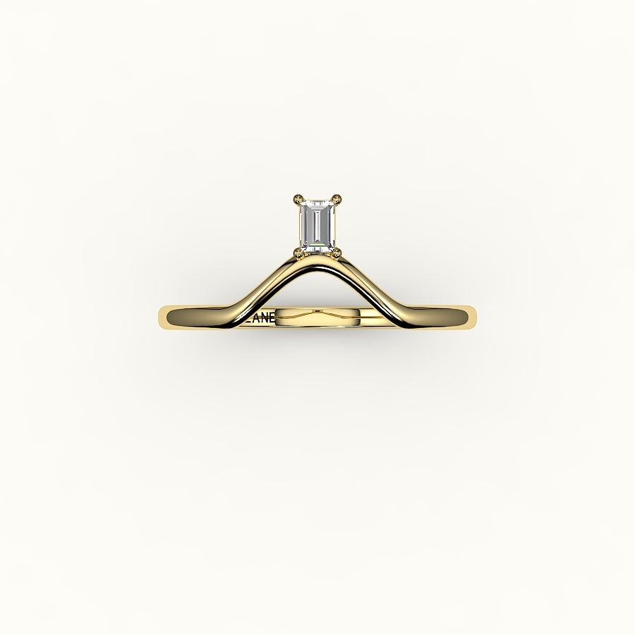 Baguette Cut V Diamond Curved Band