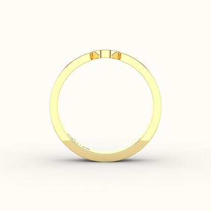 Classic Oval or Pear Cut Carved Wedding Band