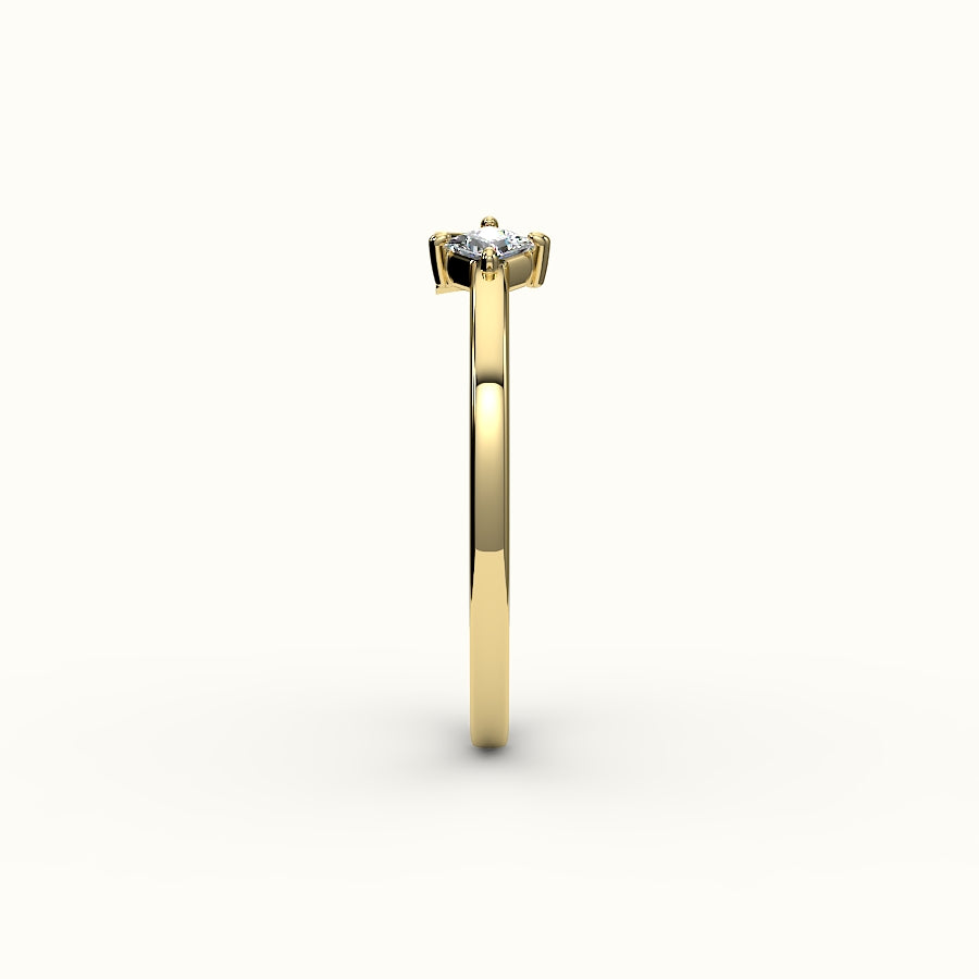 Compass Princess Cut Initial and Diamond Ring