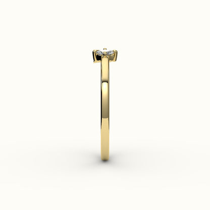 Marquise Cut Initial and Diamond Ring