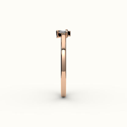 Pear Cut Initial and Diamond Ring