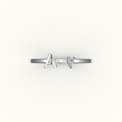 Pear Cut Initial and Diamond Ring