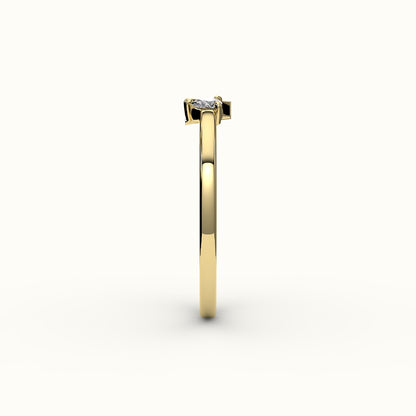 Pear Cut Initial and Diamond Ring
