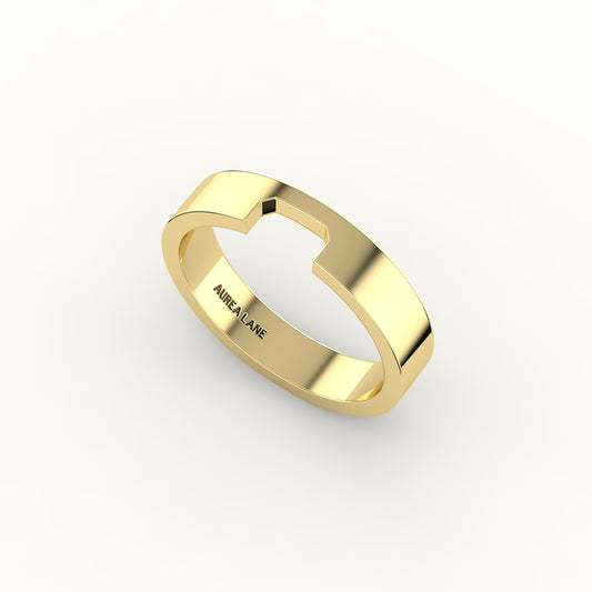 Classic Radiant or Emerald Cut Carved Wedding Band